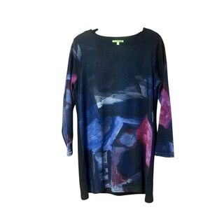 Trisha Tyler Abstract Print Fleece‎ Tunic Sweater